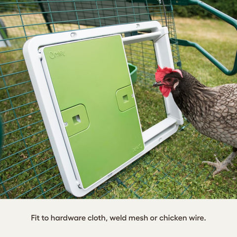 Omlet Autodoor allows left or right mounting for wooden coops.