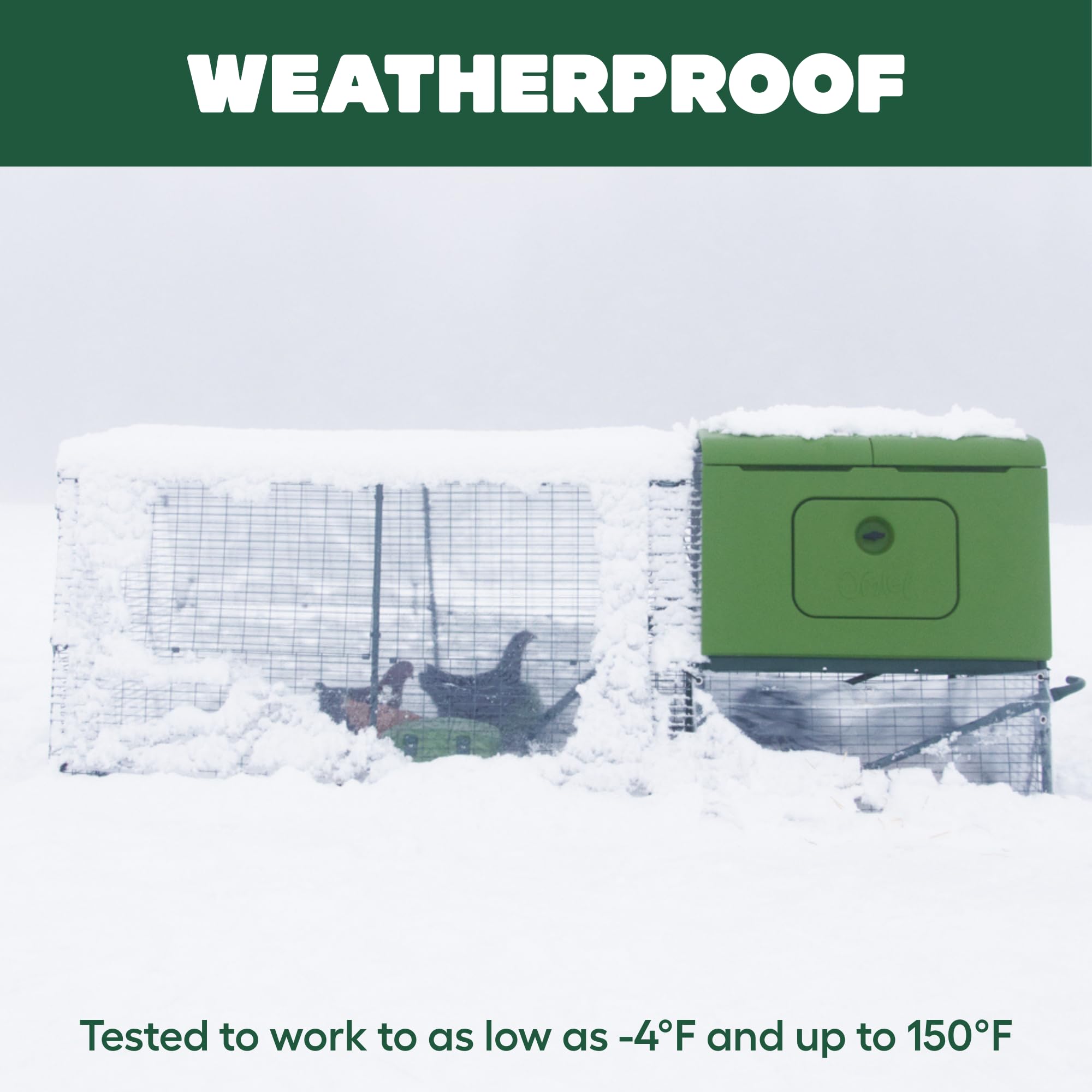 Omlet IPX6 waterproof casing protecting electronics in all weather