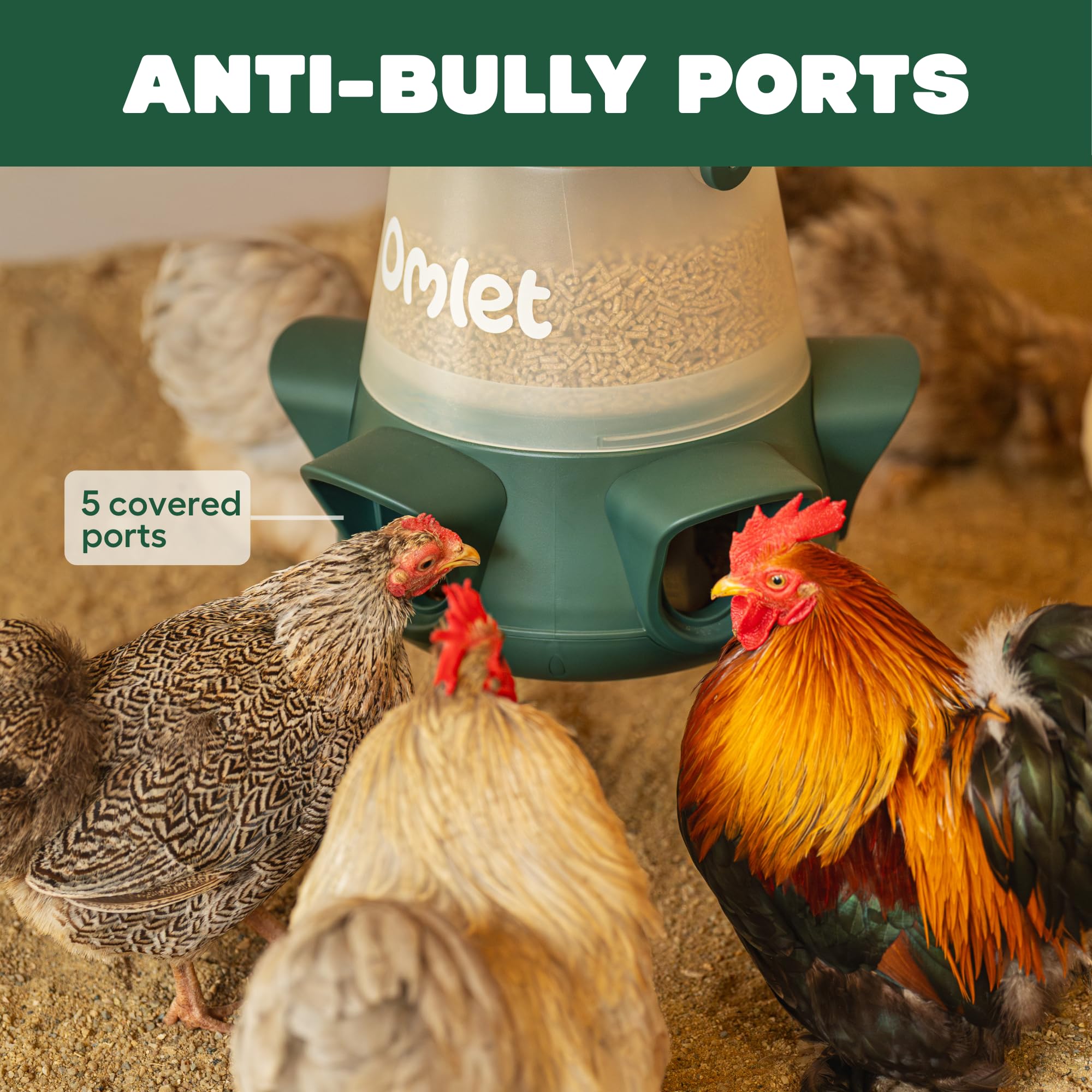 Omlet No Waste Feeder capacity 12lb indicator for seven-day feeding.
