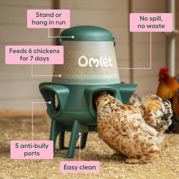 Omlet No Waste Feeder anti-bully ports closeup showing five protected feeding ports.