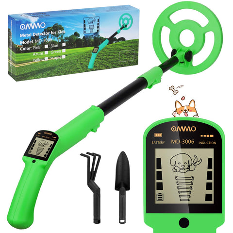 OMMO kids metal detector with adjustable stem for different heights.