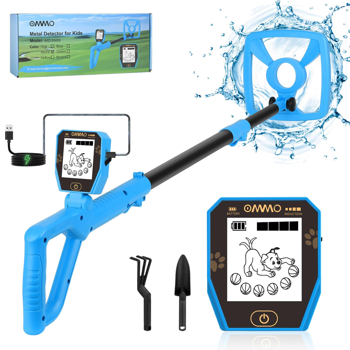 OMMO Kids metal detector with funny puppy LCD display to engage young treasure hunters