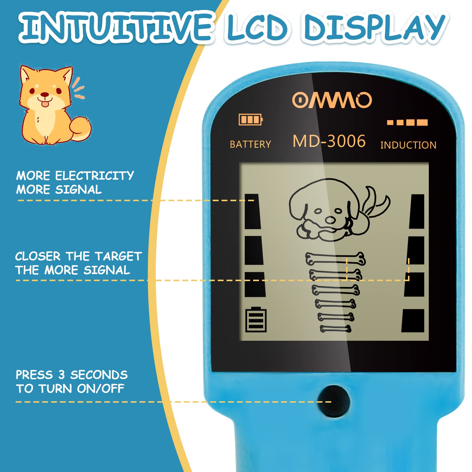 OMMO metal detector lightweight at 1.24 lb, easy for small hands during outdoor adventures