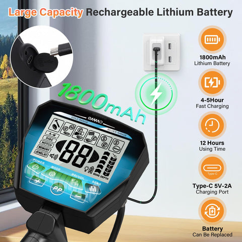 OMMO metal detector shows 1800mAh battery for long hunts between charges