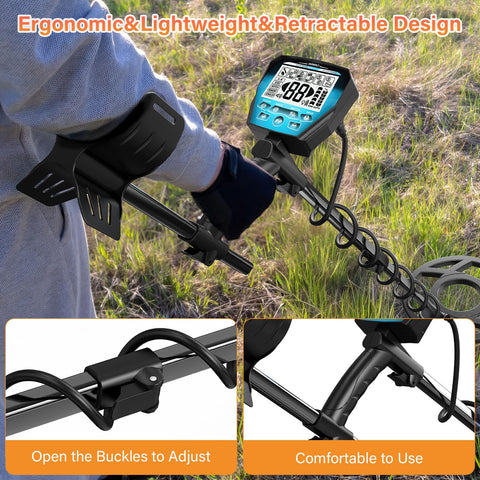 OMMO large backlit LCD displays mode, depth, and battery status clearly