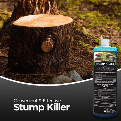 OMNI DEPOT Martin Stump Killer label closeup showing clear usage directions.
