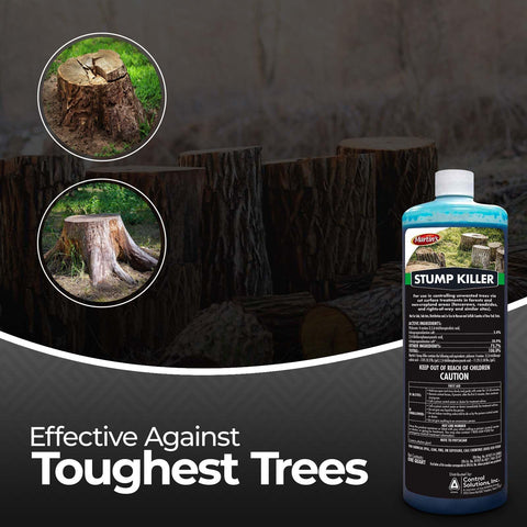 OMNI DEPOT Martin Stump Killer penetrates roots to reduce future stump sprouts.