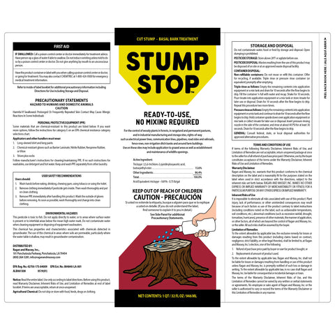 OMNI DEPOT Stump Stop bottle pour demonstrates direct woody plant treatment.