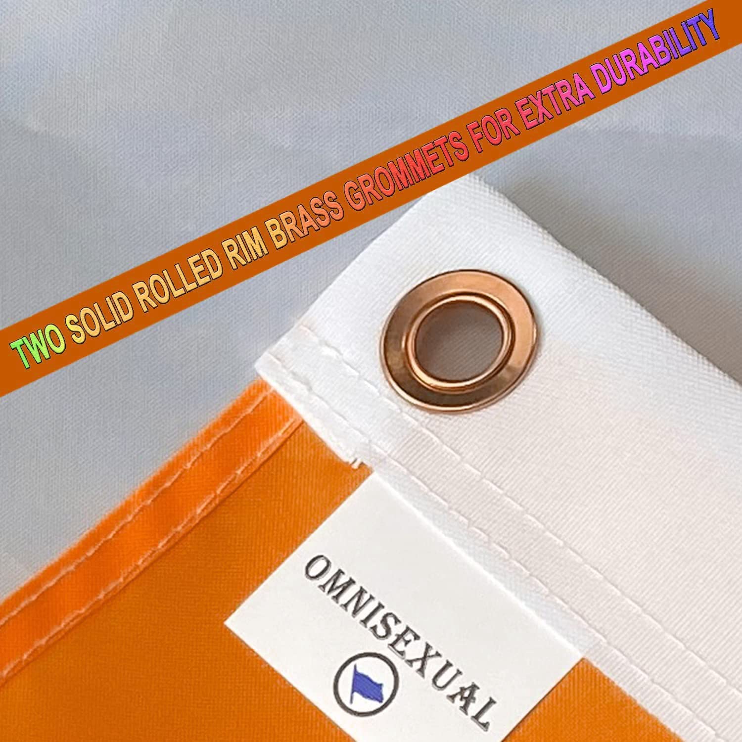Omnisexual airport flag with brass grommets for easy hanging
