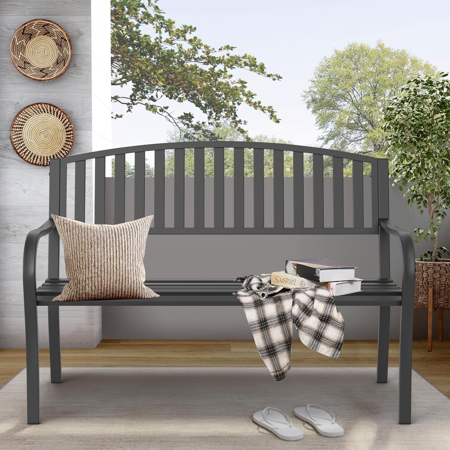 On Shine outdoor bench side profile highlighting ergonomic seating and comfortable back support