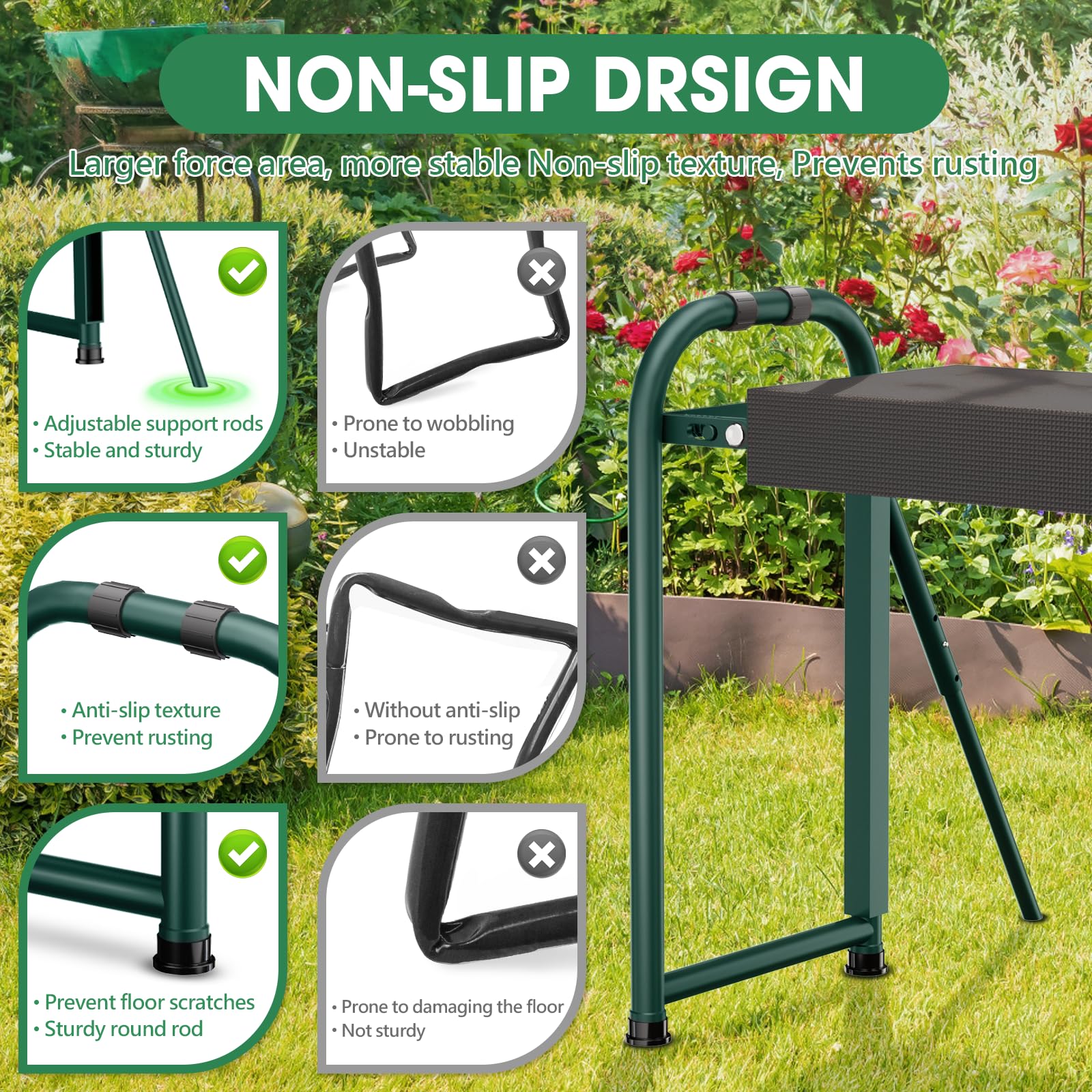 Onadak ergonomic design supports seniors with easy kneeling and standing transitions.