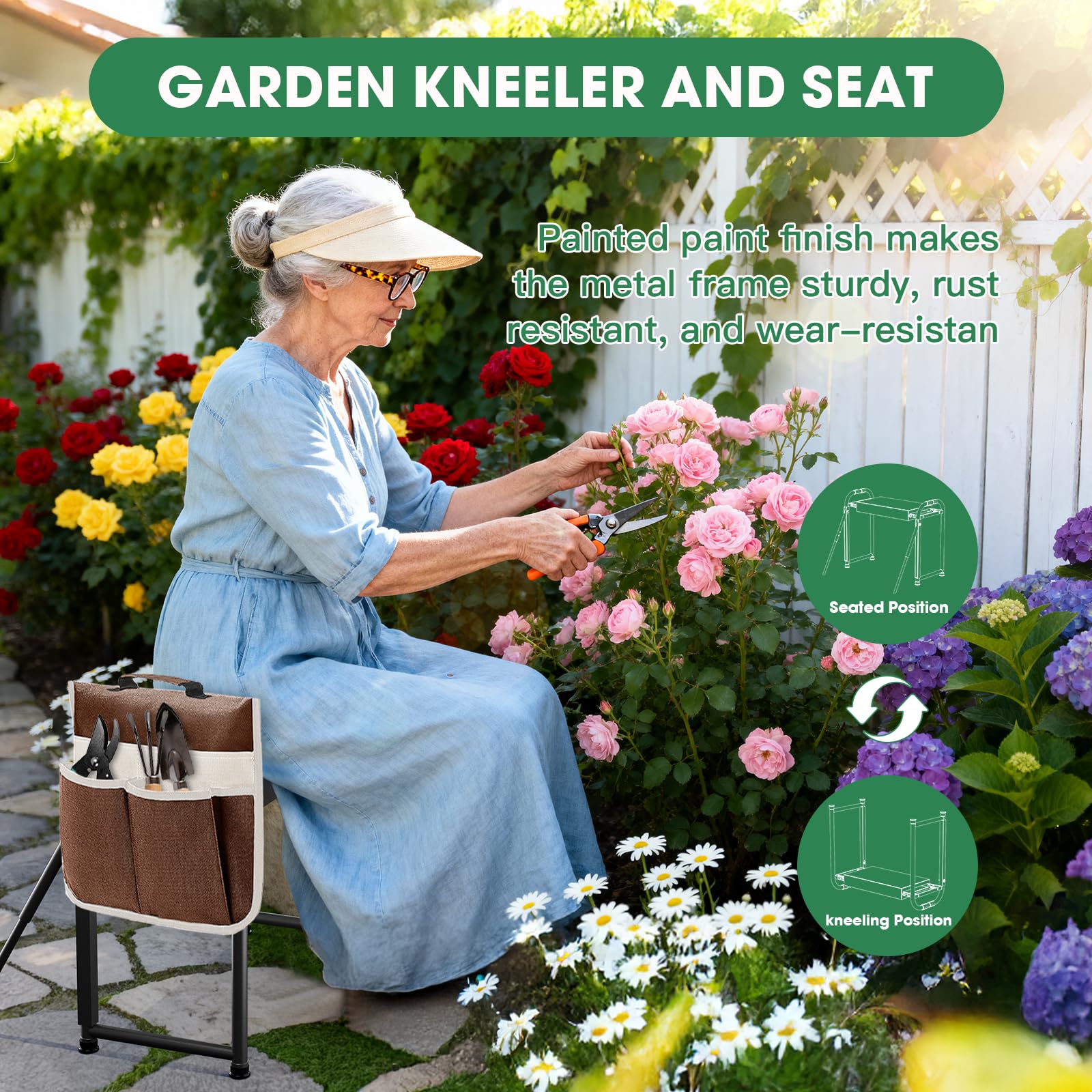 Onadak foldable kneeler with a carrying handle for quick setup and transport