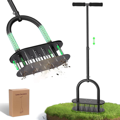 Onadak lawn aerator with 15 spikes for deep soil penetration and efficient aeration.