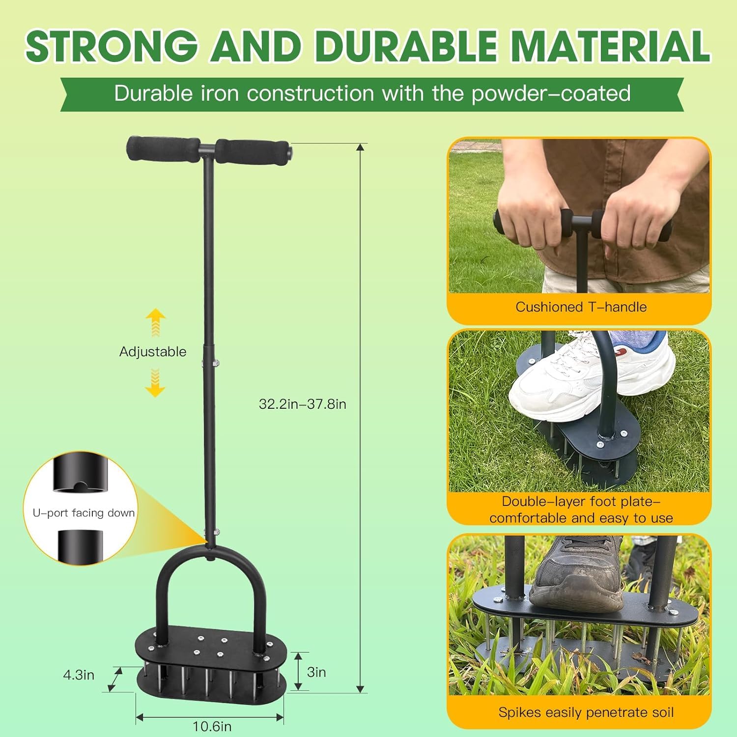 Onadak lawn aerator automatic mechanism for quick, hands-free operation.