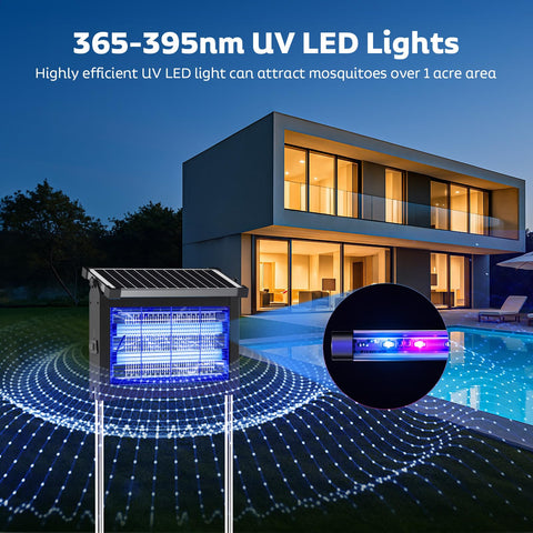 OnBeam bug zapper setup in a backyard ready to protect outdoor living space