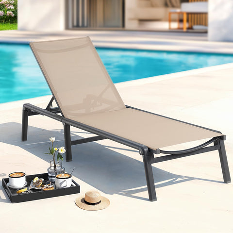 ONBRILL aluminum chaise lounge folded for compact storage outdoors