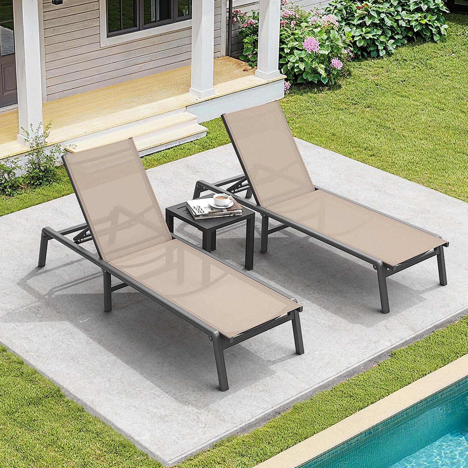 ONBRILL chaise lounge frame detail with thickened tubes for durability
