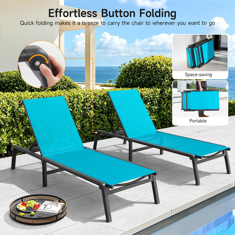 ONBRILL chaise lounge backrest set to five positions for comfort
