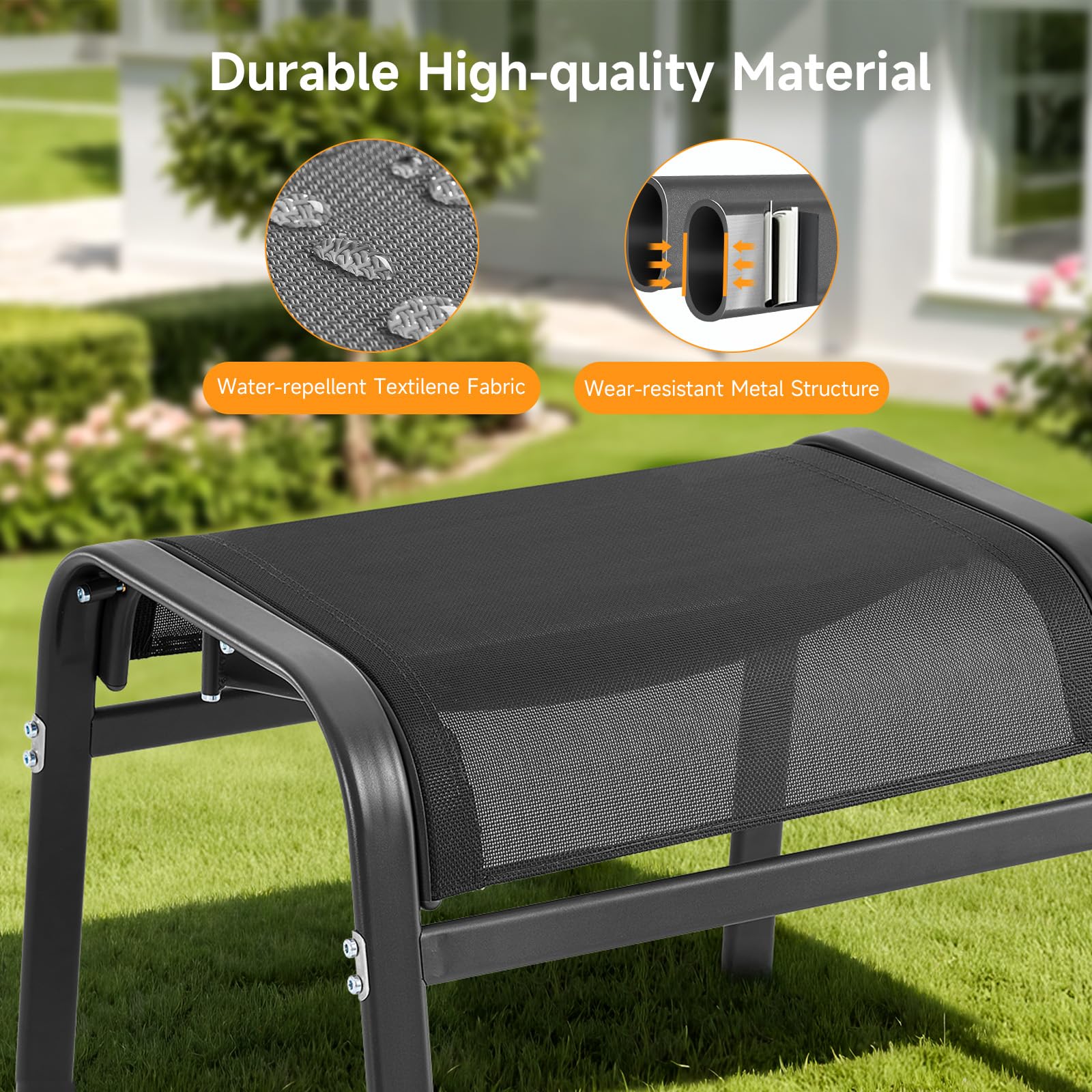 ONBRILL footrest has non-slip feet for deck safety.