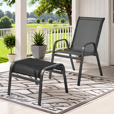 ONBRILL footrest with sturdy frame provides stable outdoor placement.