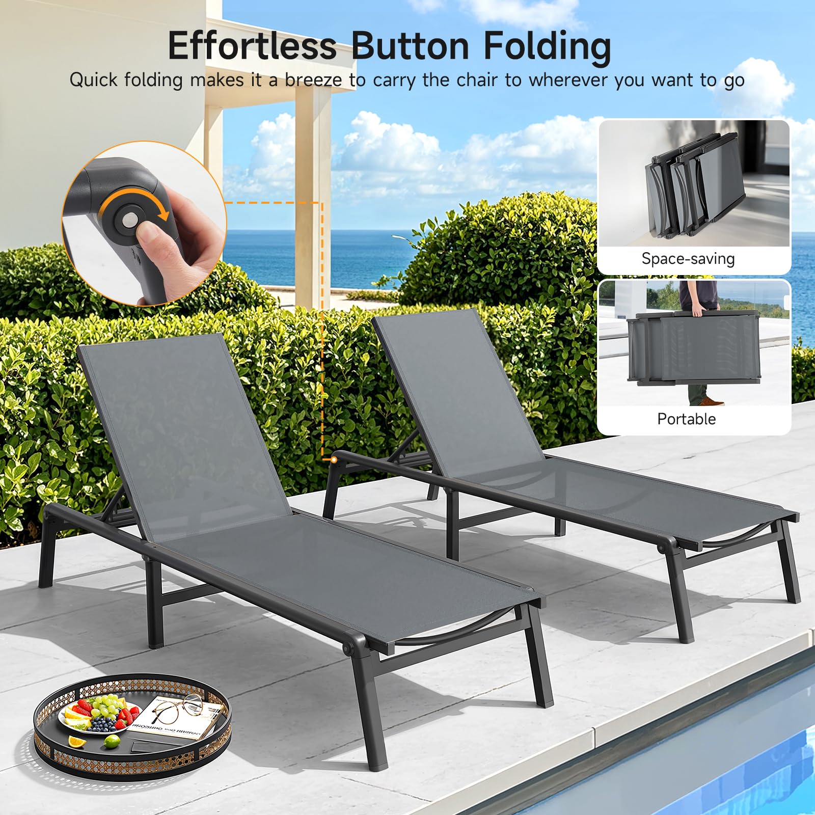 ONBRILL powder-coated aluminum frame resists rust for outdoor durability