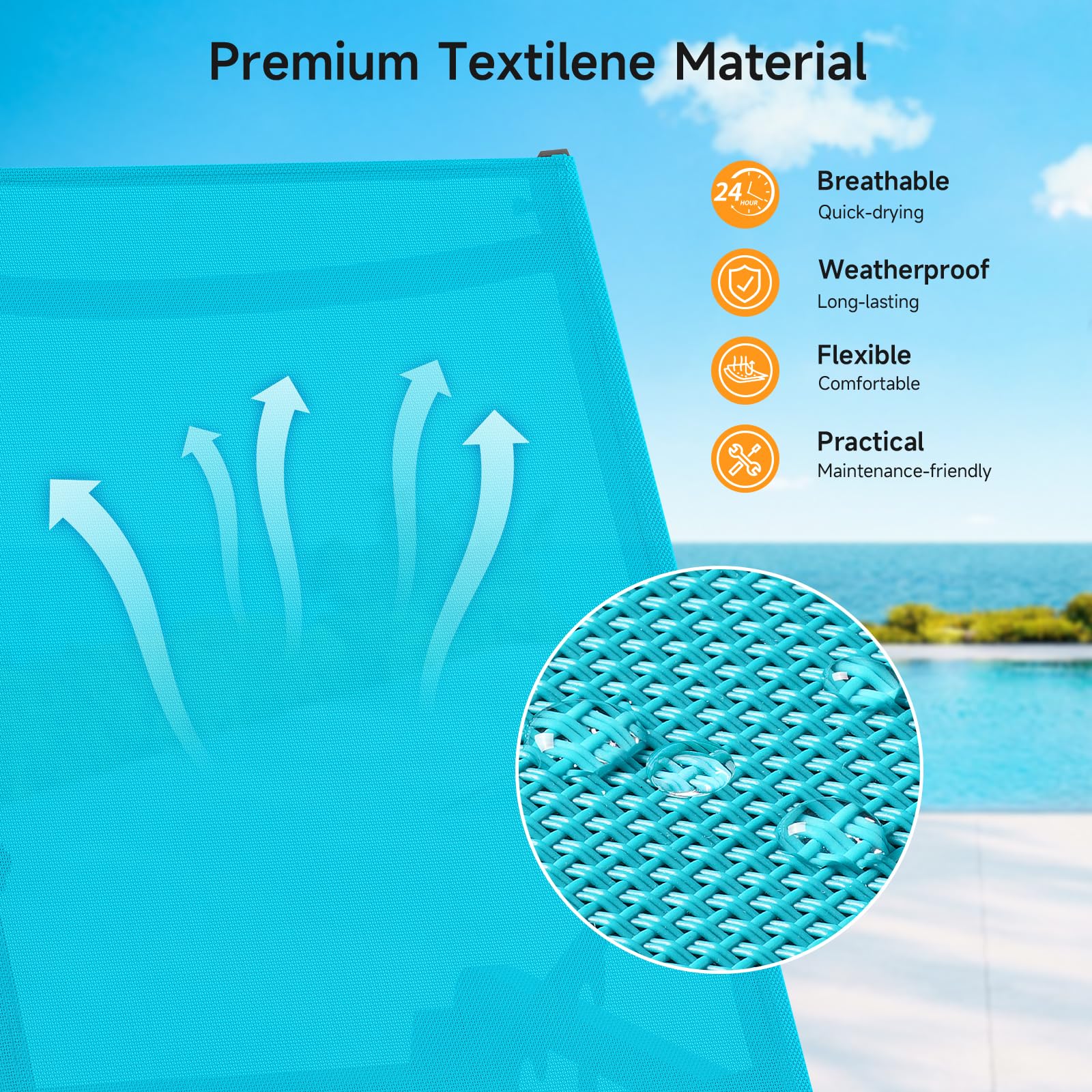 ONBRILL rust-proof aluminum frame resists weather for long-lasting use