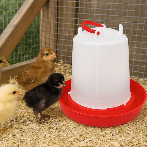 Oncpcare chick waterer hanging handle setup ideal for DIY coop configurations.
