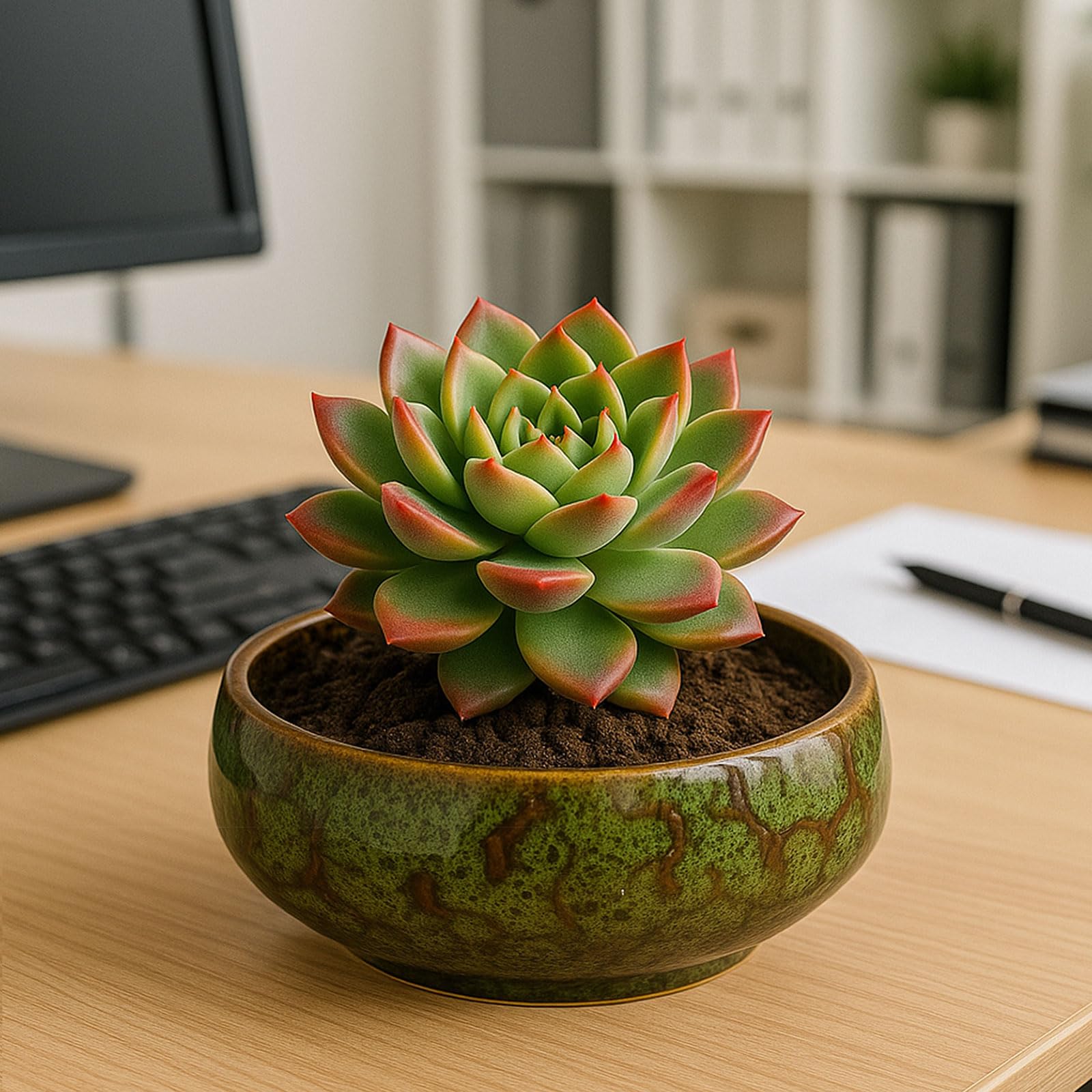 Lotus seeds and aquatic plants thrive in this water-friendly vase.