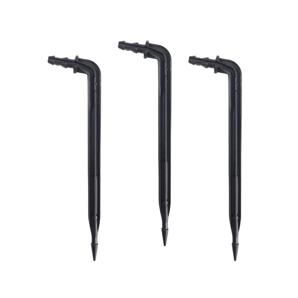 One Stop Outdoor angled drip emitter stake for precise watering in greenhouses.