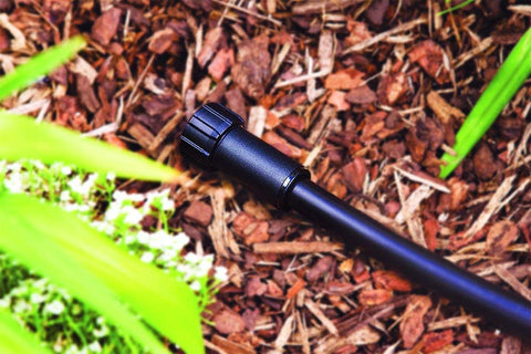 One Stop Outdoor compression hose end cap seals poly tubing for outdoor irrigation.