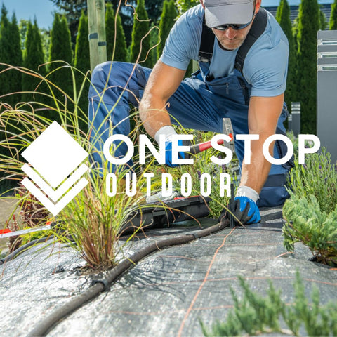 One Stop Outdoor drip elbow fitting provides flexible, UV-resistant connections.