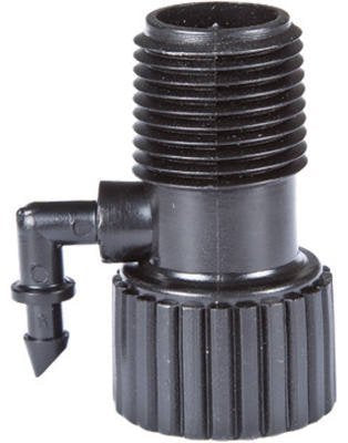 One Stop Outdoor drip irrigation riser adapter enabling combined sprinkler and drip watering.