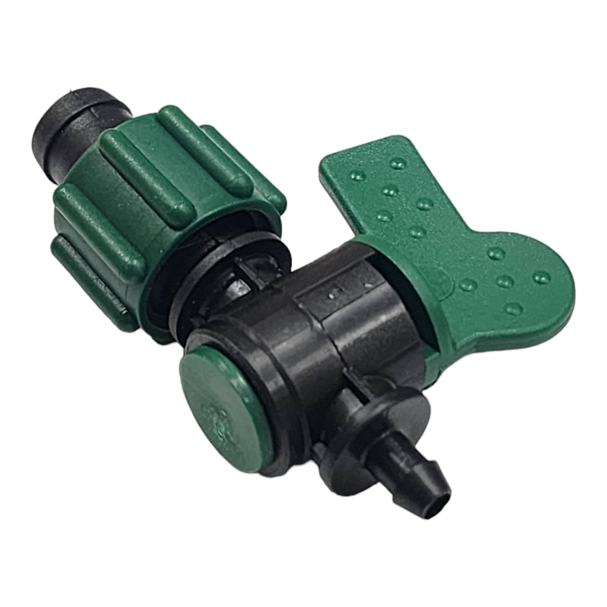 One Stop Outdoor 5/8 inch tubing barb adapter enables quick line isolation.