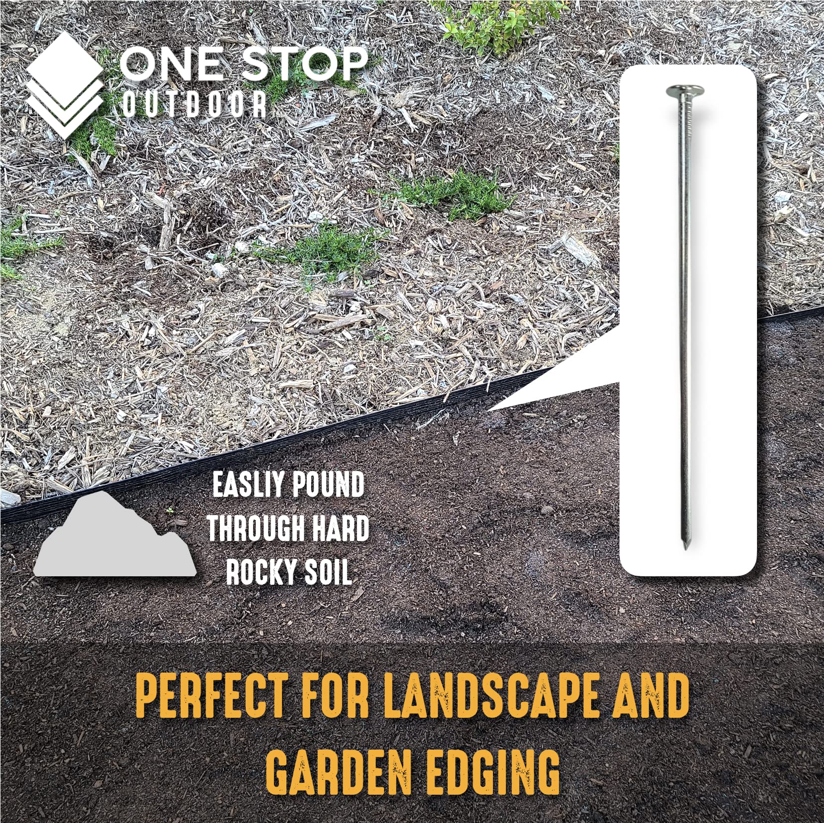 No-dig edging compatibility with One Stop Outdoor turf nails for clean lines