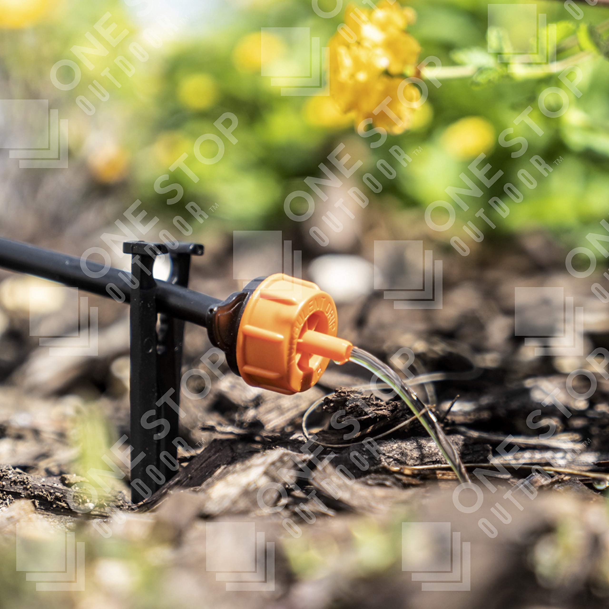 One Stop Outdoor UV resistant 4 GPH emitter demonstrates durable irrigation components.