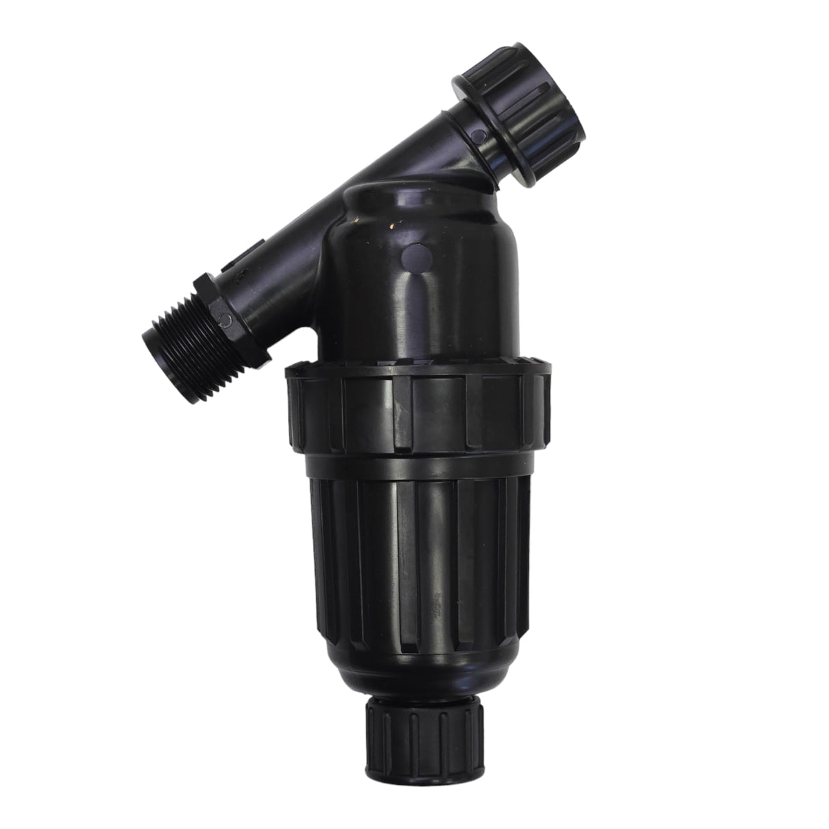 One Stop Outdoor three-quarter Y-filter exterior protects drip lines from debris and particles.