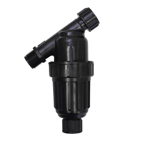 One Stop Outdoor three-quarter Y-filter exterior protects drip lines from debris and particles.