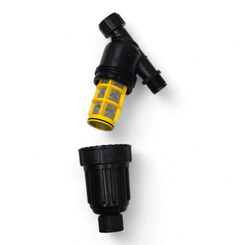 One Stop Outdoor three-quarter Y-filter FHT/MHT connections illustrate easy hose-thread compatibility for quick setup.