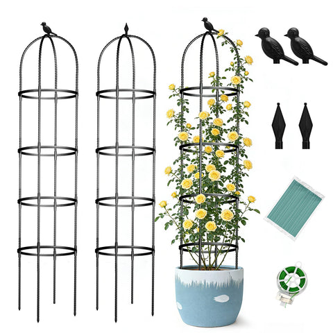 ONEANU Obelisk Trellis stands 6ft tall, providing sturdy vertical support for climbing plants.