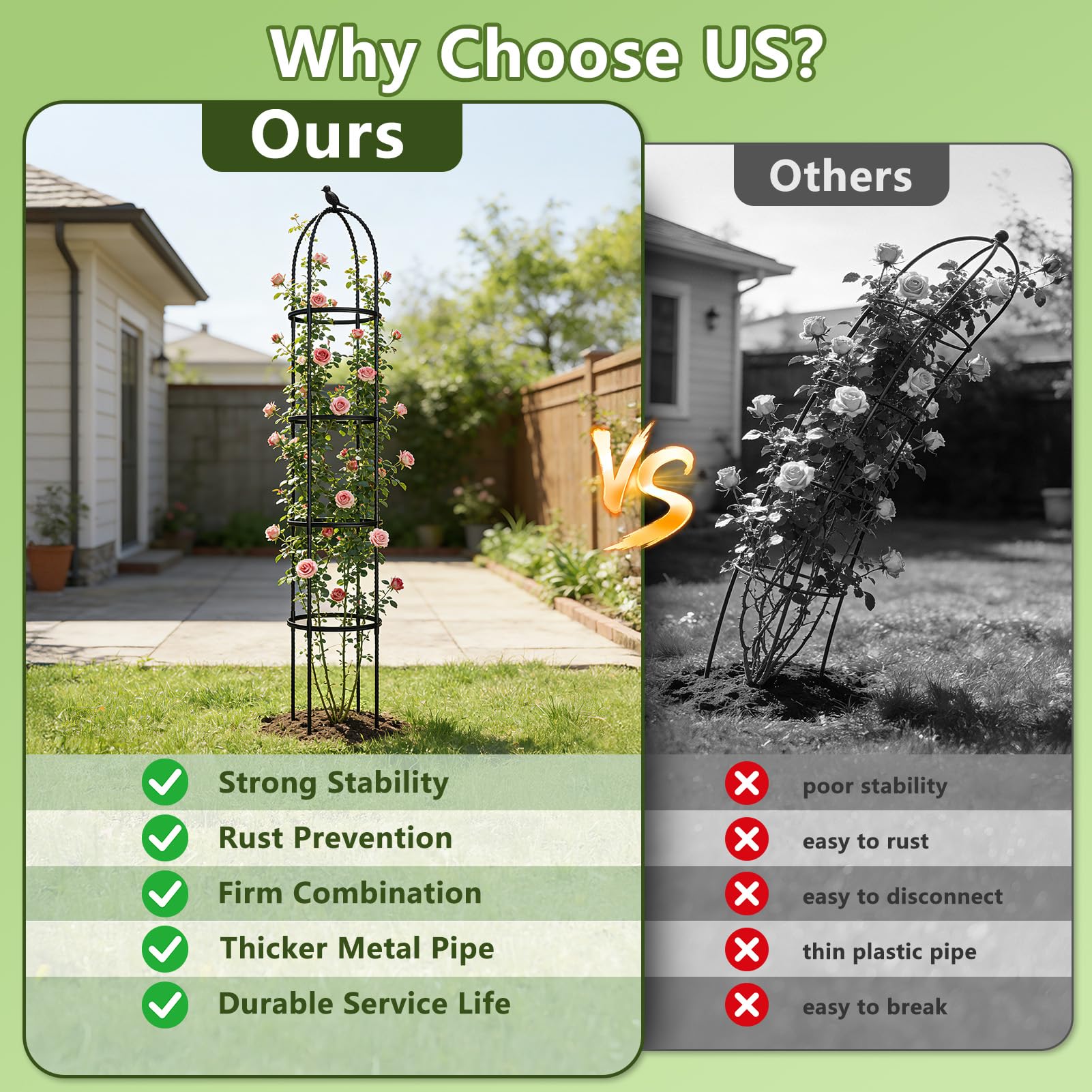 ONEANU Obelisk Trellis in outdoor installation supports tomatoes and beans with clean lines.