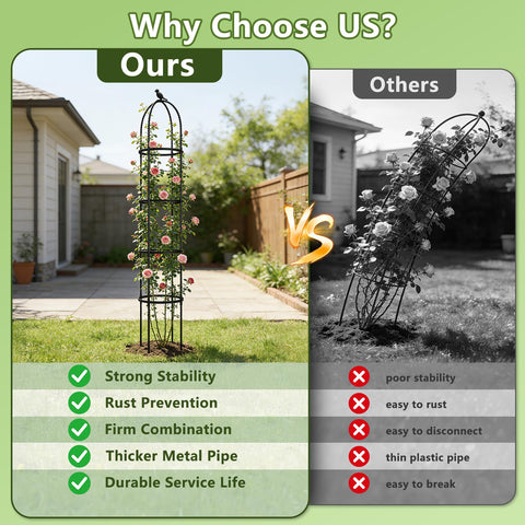 ONEANU Obelisk Trellis in outdoor installation supports tomatoes and beans with clean lines.