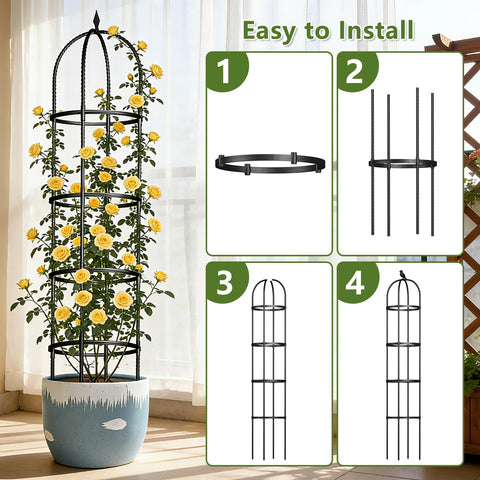 ONEANU Obelisk Trellis is ideal for roses and morning glories climbing upward.