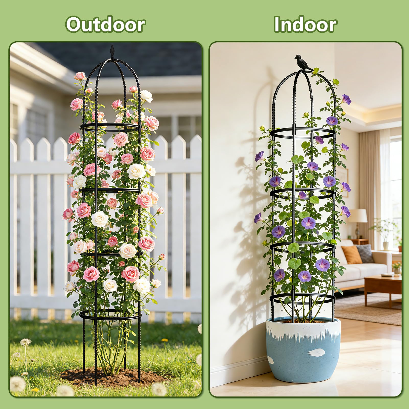 ONEANU Obelisk Trellis two-pack enables scalable vertical gardening options.