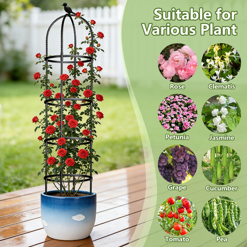 ONEANU Obelisk Trellis offers wide plant support with a 15.8-inch diameter frame.