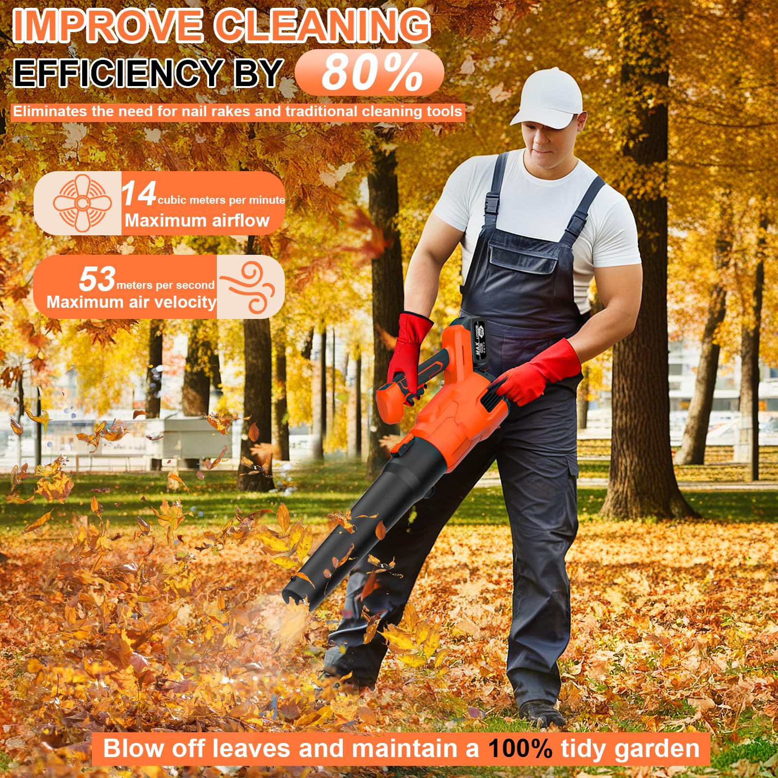 OneBird cleaning garage and patio with cordless convenience.