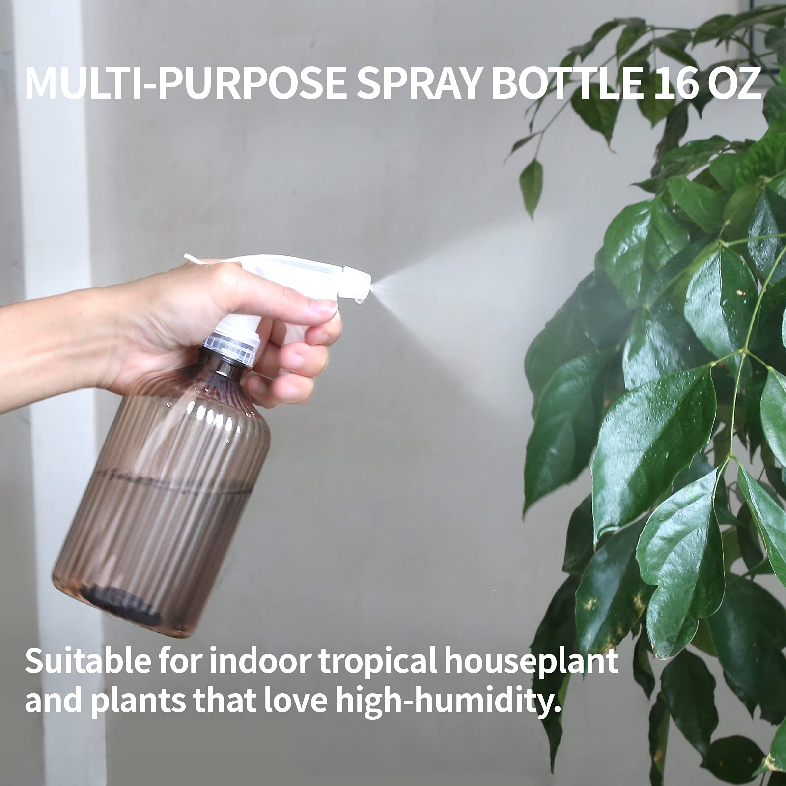 ONEDONE spray bottle mister provides adjustable humidity for tropical houseplants.