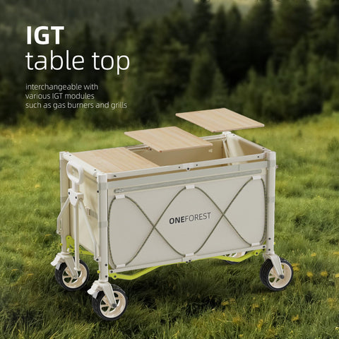 ONEFOREST IGT table top multipurpose use, supports gear and meals.