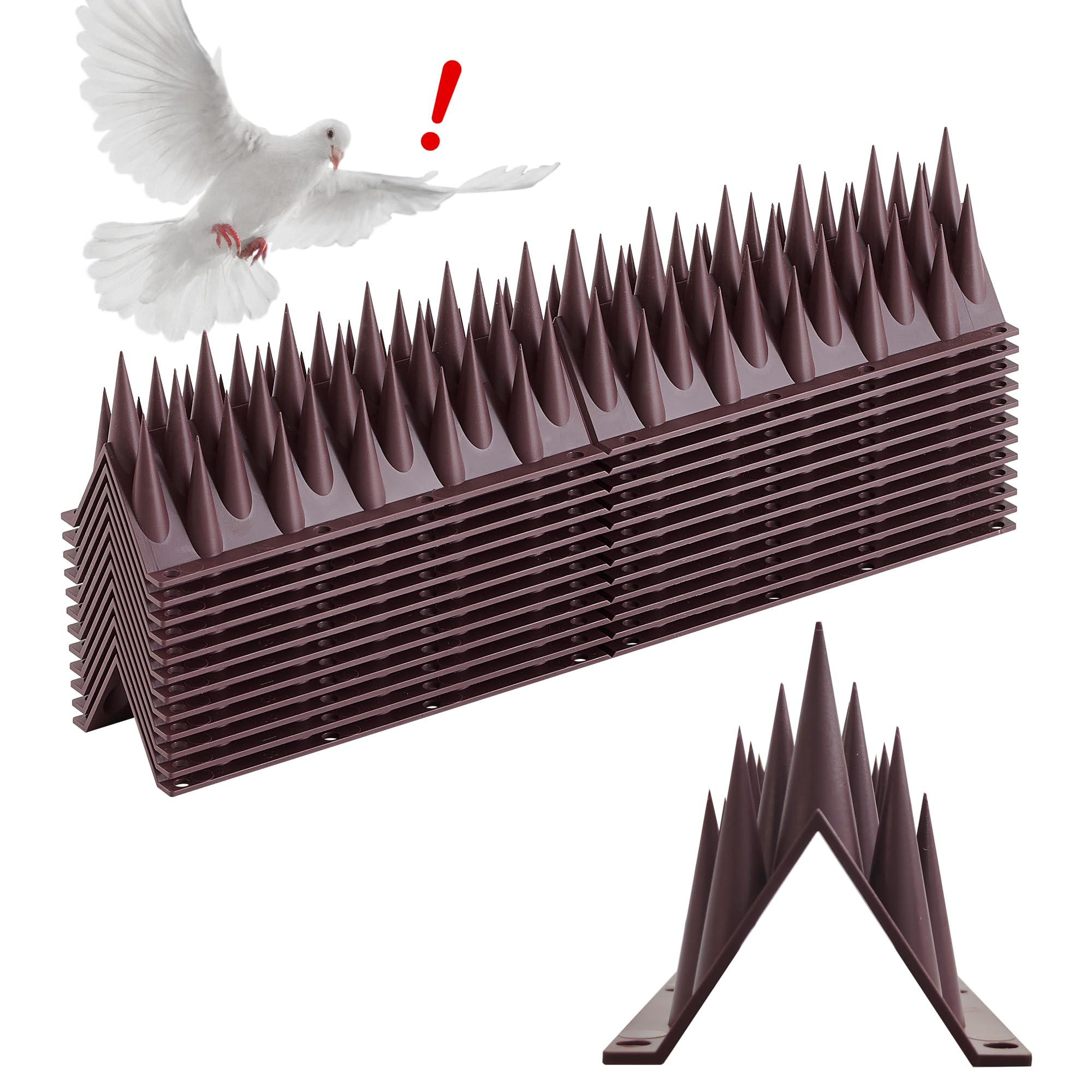 Oneluner Bird Spikes 12-pack installed on a fence to deter pigeons and droppings