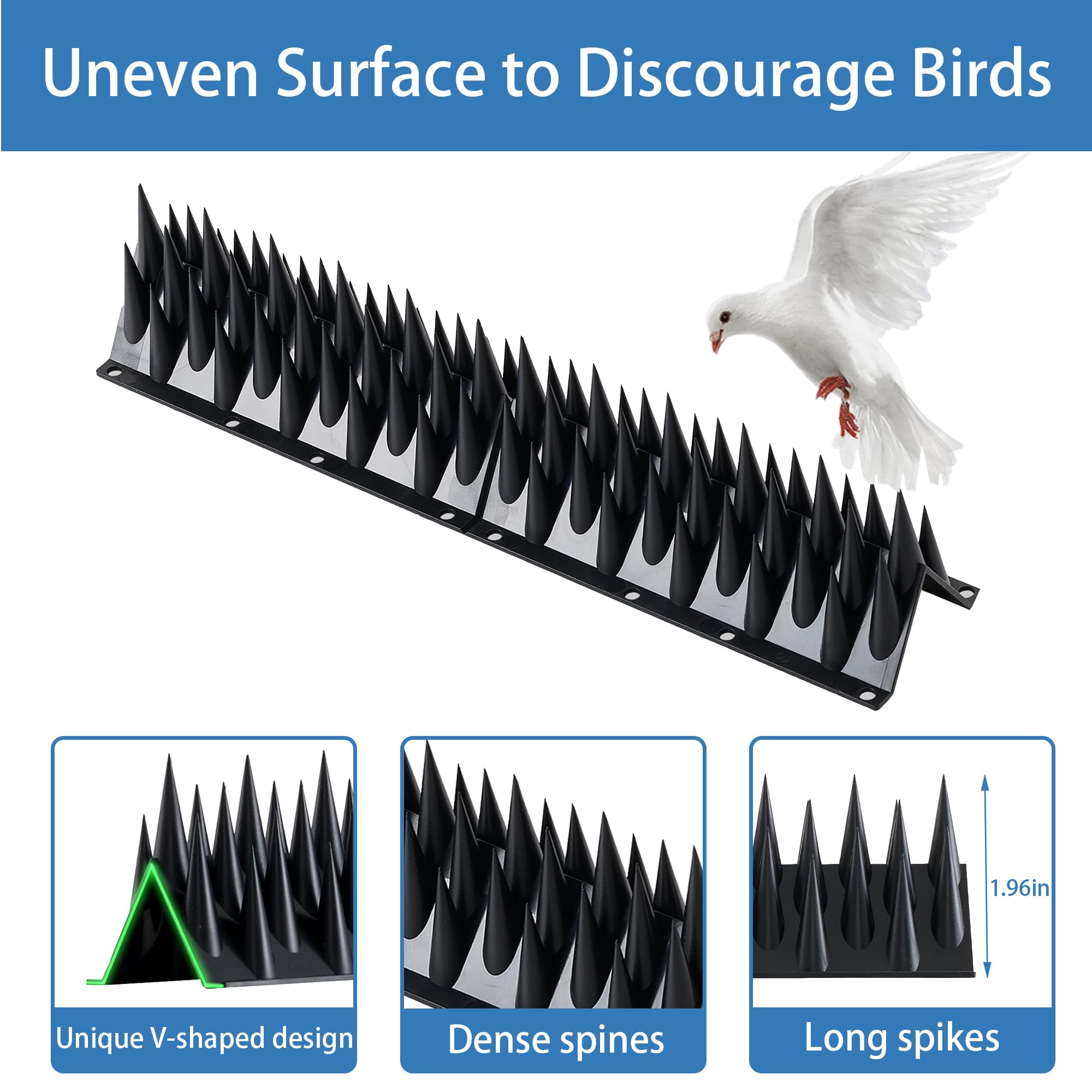 Oneluner spikes on fences and balcony deter birds without harm.