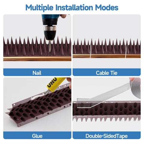 Oneluner Easy-install spikes with multiple mounting options for fast setup